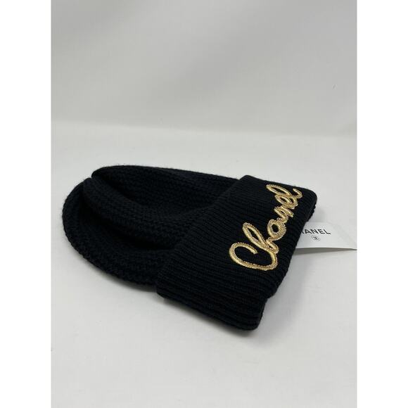 Chanel Black Cashmere Hat 22A Script Gold main image 4